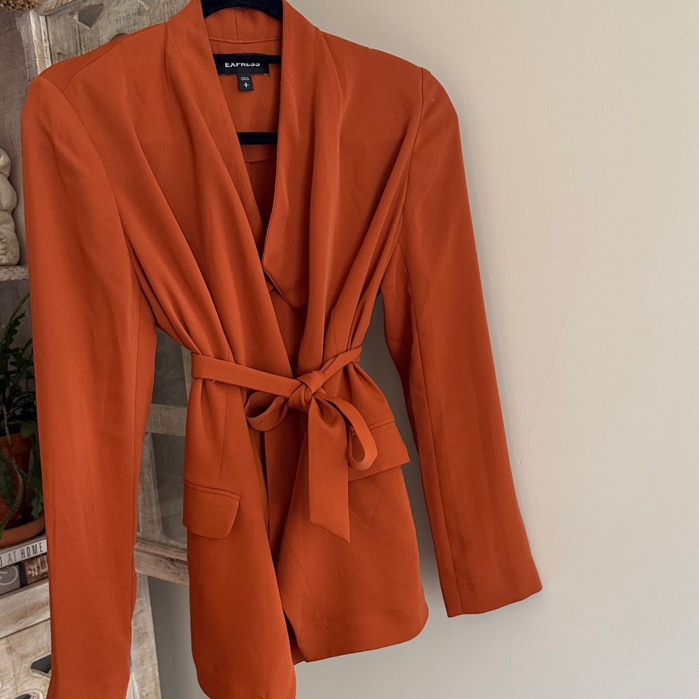 Express Rust Blazer with Tie Waist